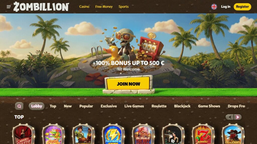 homepage van zombillion online bookmaker